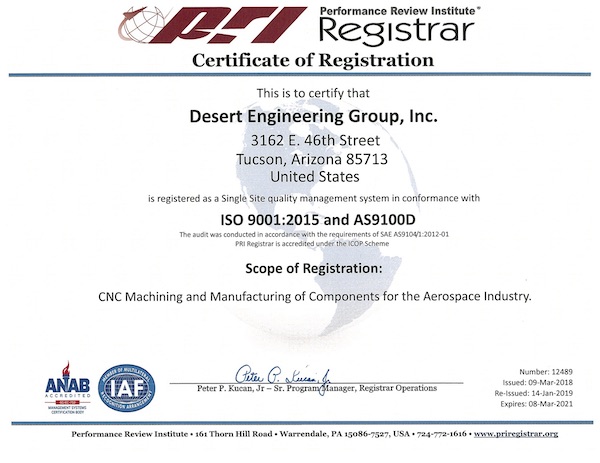AS9100D Certification